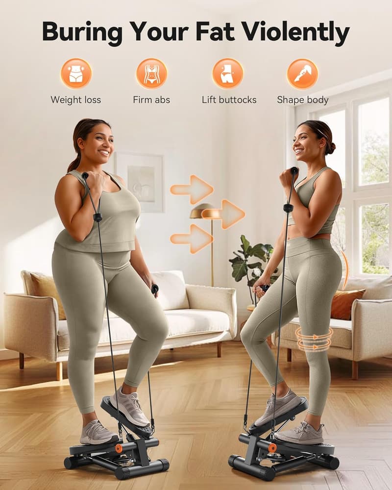 Mini Stair Stepper for Home Workout with Resistance Bands