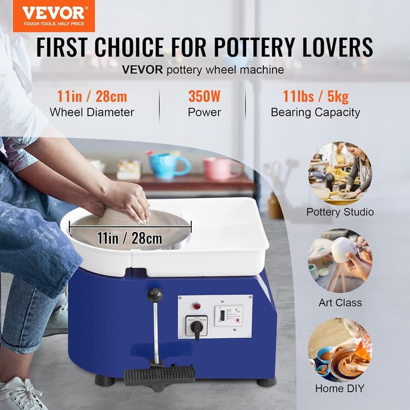 VEVOR 11-Inch Pottery Wheel with 350W Motor and Adjustable Speed