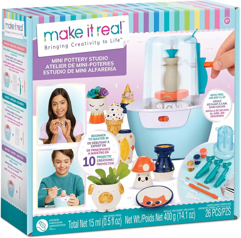 Mini Pottery Studio DIY Kit - 26-Piece Air Dry Clay Set for Kids