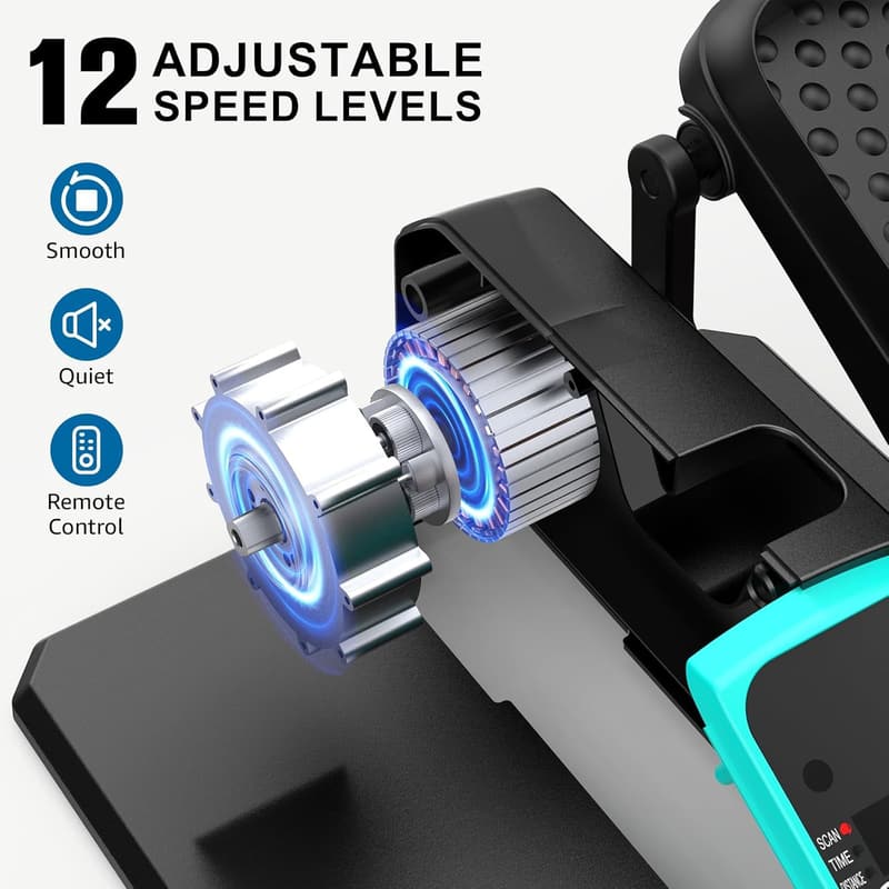Mini Motorized Under Desk Elliptical for Seniors, 12-Speed