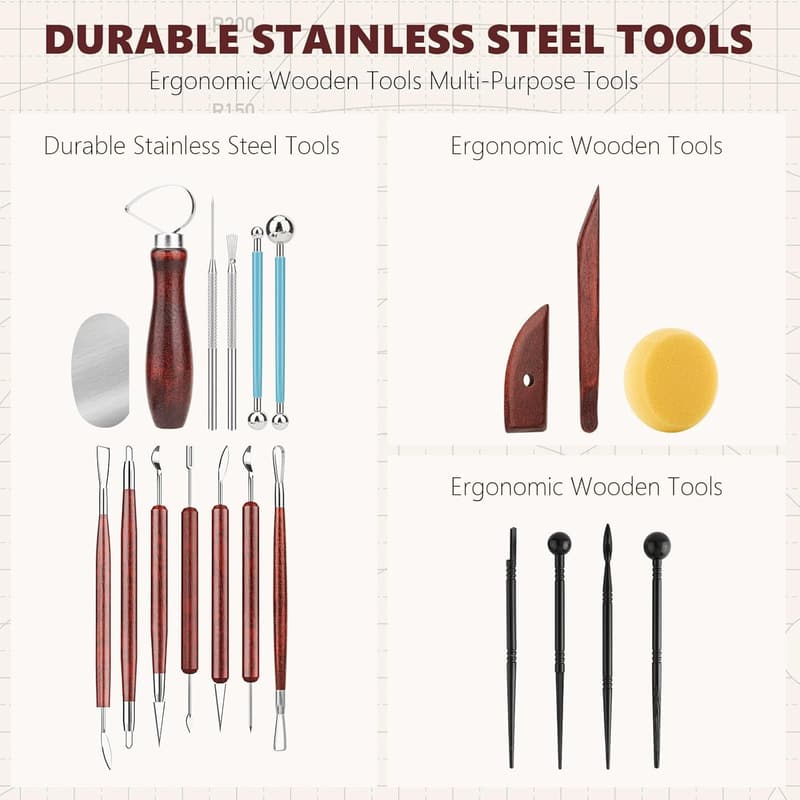 23PCS Ceramic & Pottery Modeling Tools Set for All Skill Levels
