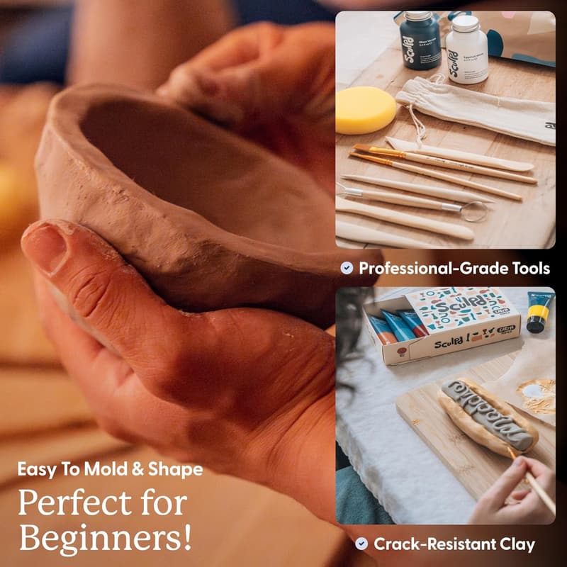 Date Night Pottery Kit - Complete Air Dry Clay Set for Couples