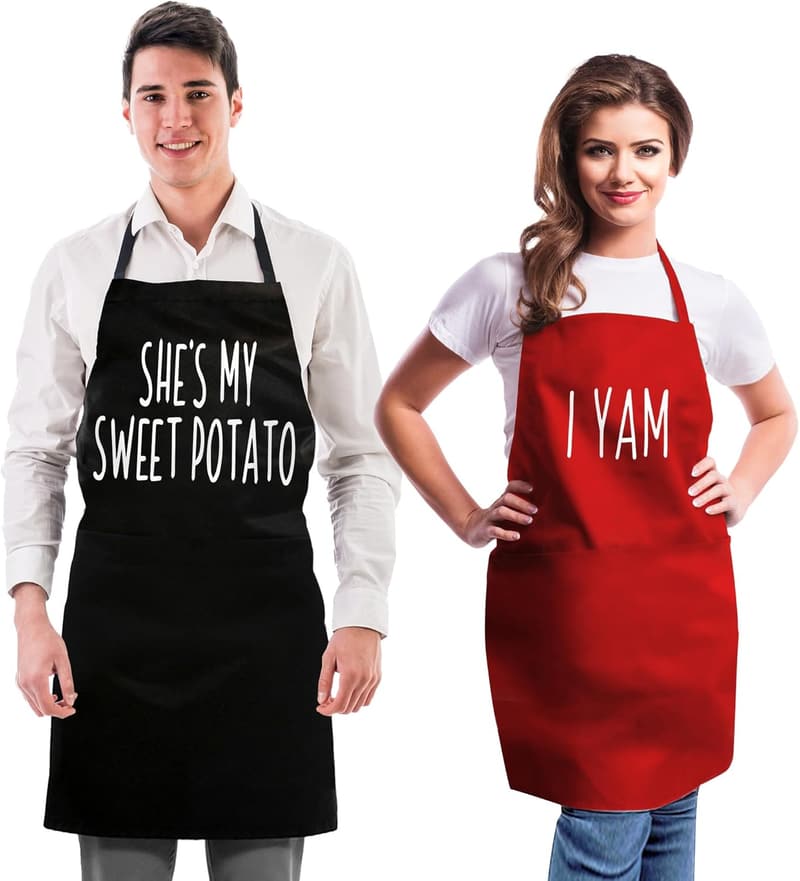 Wedding Couple Aprons - Funny Gift Set for Him & Her