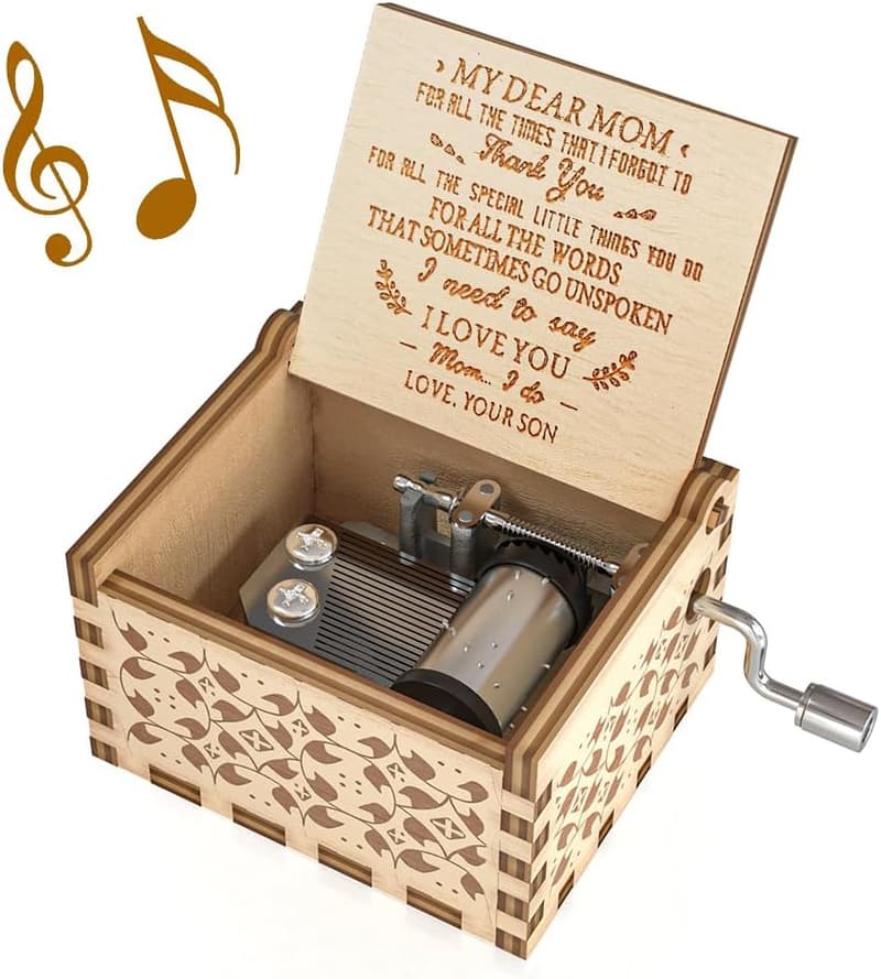 Mother's Day Gift - Engraved Wood Music Box for Mom