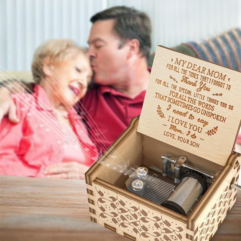 Mother's Day Gift - Engraved Wood Music Box for Mom