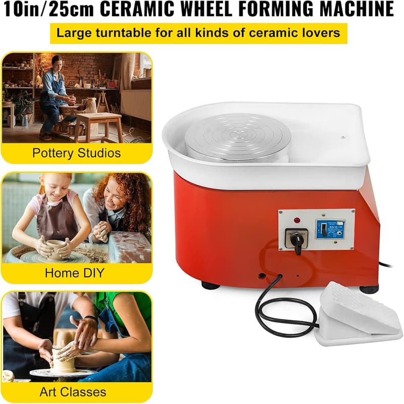 VEVOR 25cm Pottery Wheel with Adjustable Speed & Sculpting Set