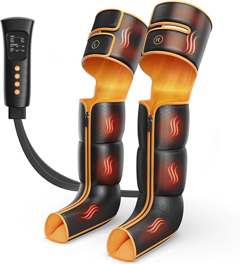 Leg Compression Massager with Heat & Controller - Pain Relief