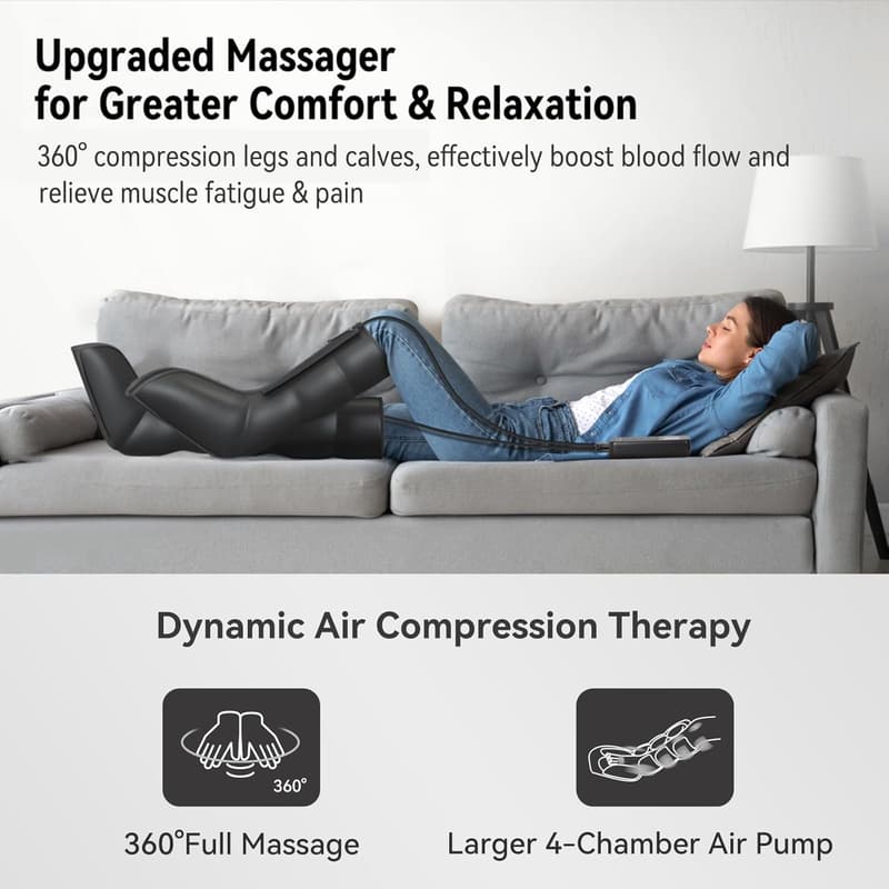 Leg Massager with Air Compression for Pain Relief & Circulation