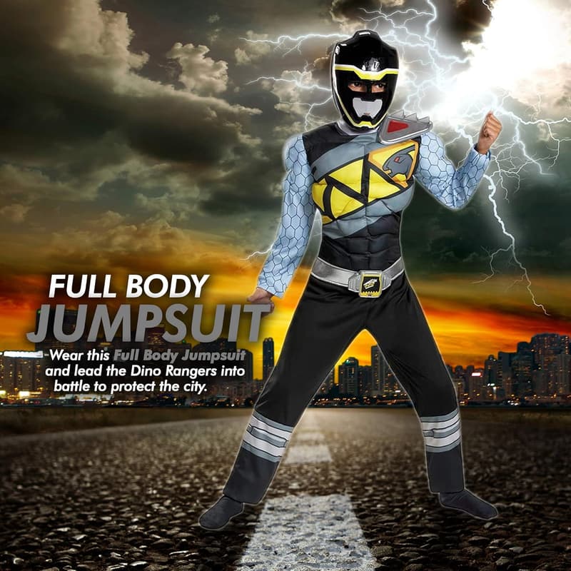 Kids' Black Ranger Dino Charge Costume with Mask