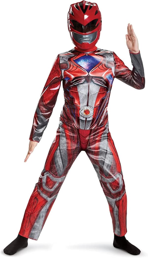 Kids' Red Power Rangers Costume with Mask - Official Licensed Suit