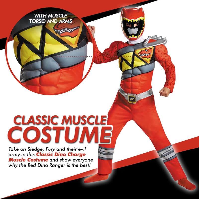 Boys' Red Ranger Muscle Costume - Power Rangers Dino Charge