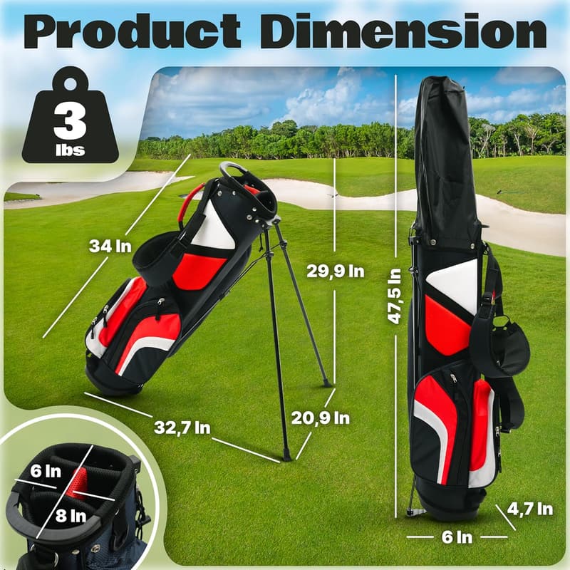 Ultra-Lite Portable Golf Stand Bag with Rain Hood
