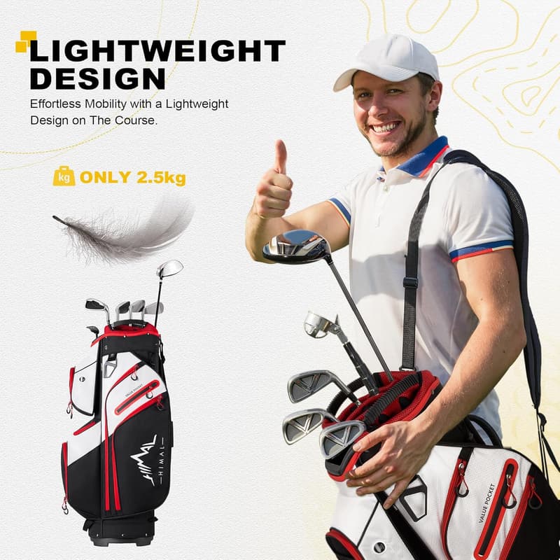 15-Way Organizer Golf Cart Bag with Handles & Rain Cover