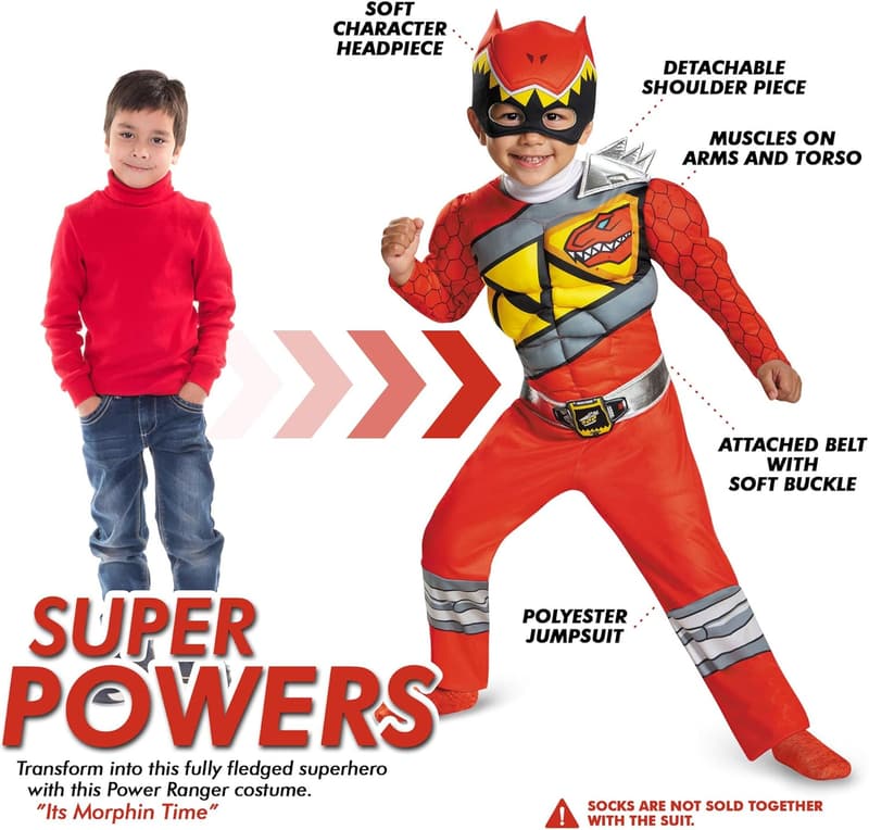 Toddler Red Power Rangers Costume - Official Licensed