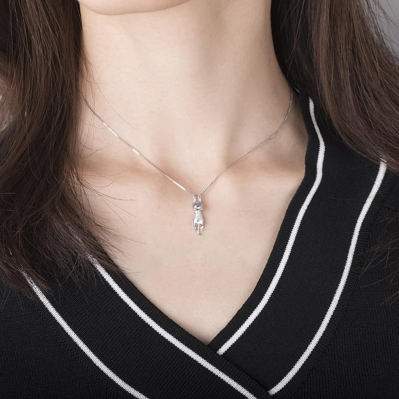 Sterling Silver Cat Necklace - Perfect Gift for Cat Moms