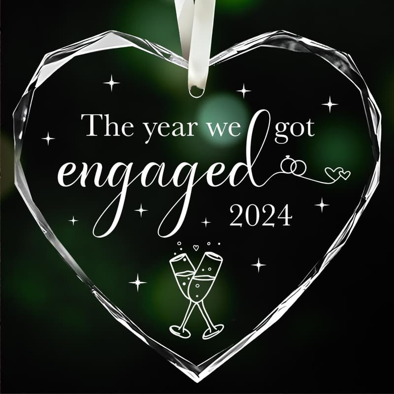 First Christmas Engaged Gift - Glass Ornament for Couples