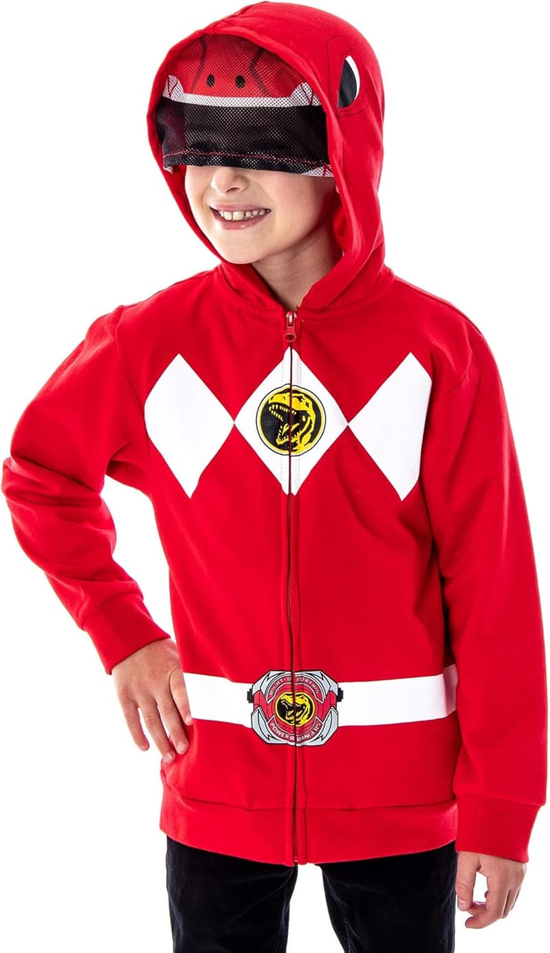 Power Rangers Costume Hoodie for Kids with Mesh Face Covering