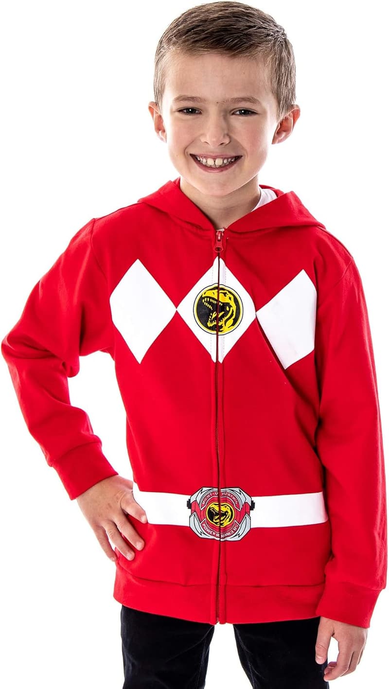 Power Rangers Costume Hoodie for Kids with Mesh Face Covering