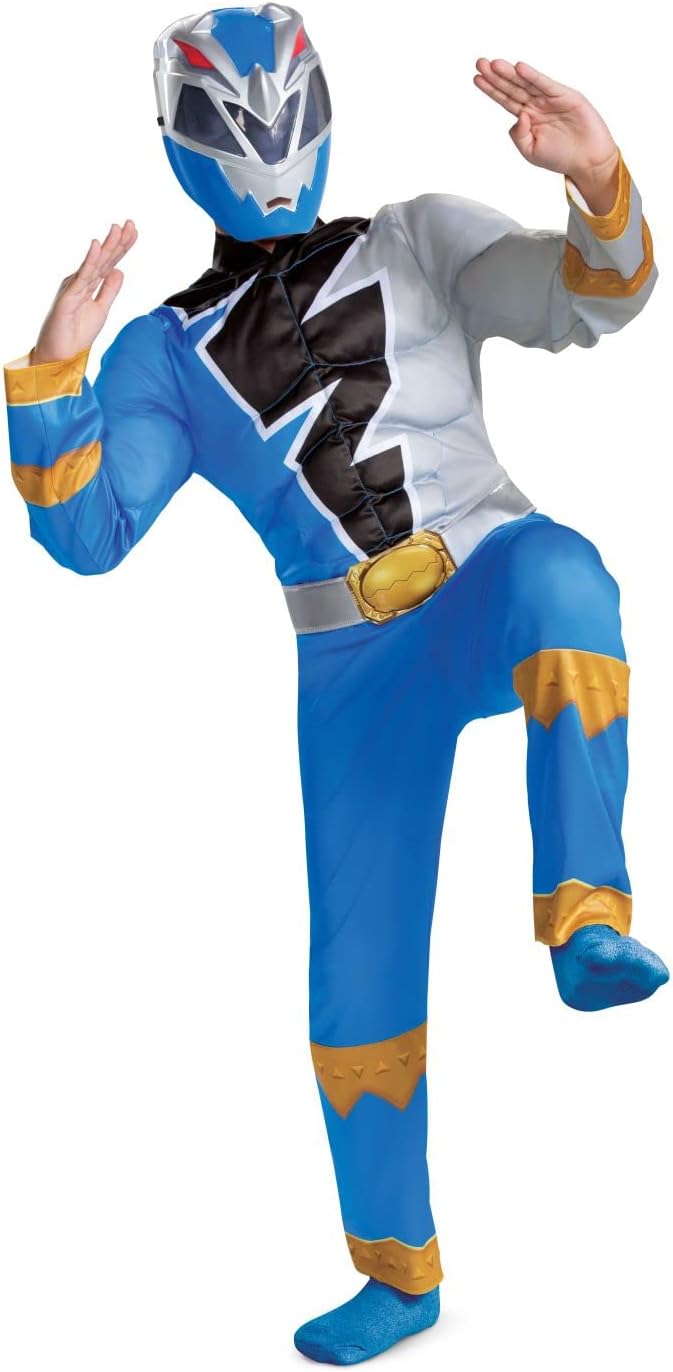 Kids' Blue Power Ranger Costume with Mask - Dino Fury Official