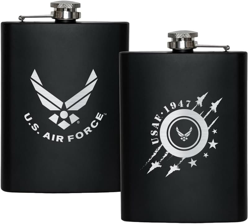 US Air Force 8 oz Stainless Steel Flask – Matte Black Gift