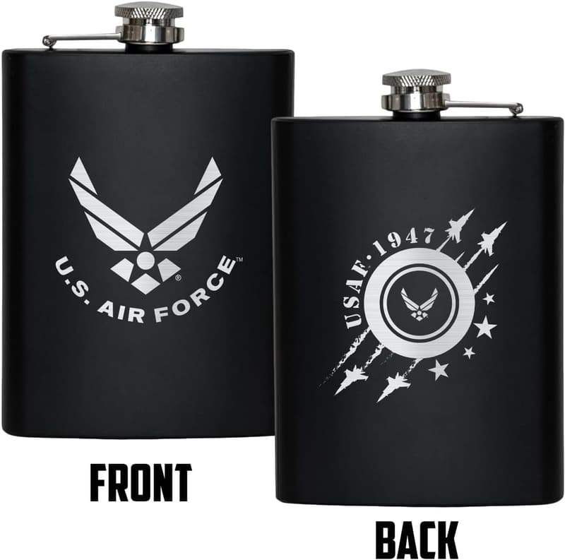 US Air Force 8 oz Stainless Steel Flask – Matte Black Gift