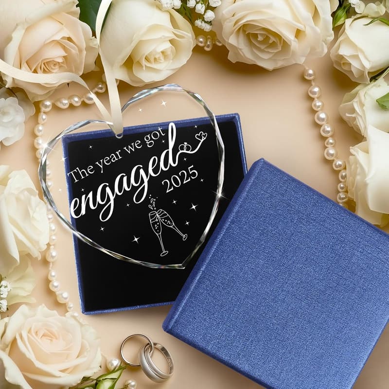 Engagement Gift for Couples 2025 - Crystal Glass Ornament