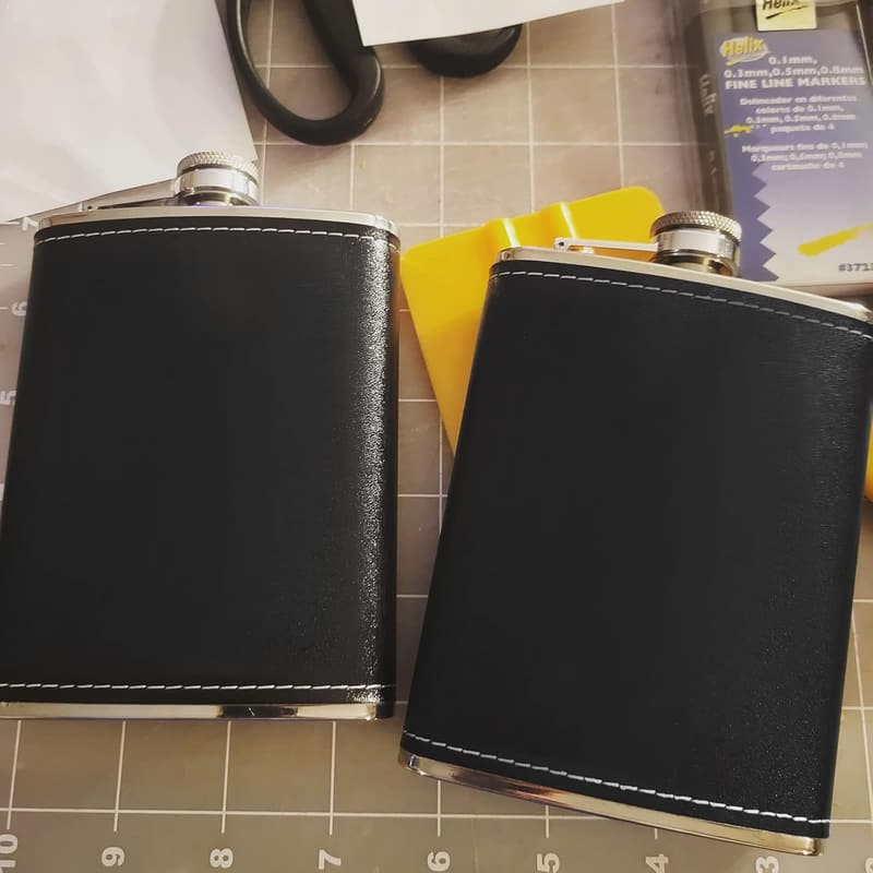 8 oz Stainless Steel Hip Flask Set for Men with Leather Cover