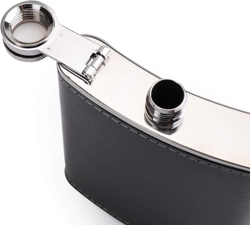 8 oz Stainless Steel Hip Flask Set for Men with Leather Cover