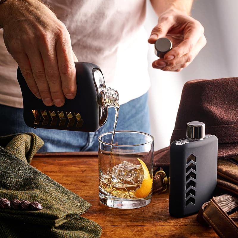 Modern Glass Flask Set with Silicone Seals - 100ml & 240ml