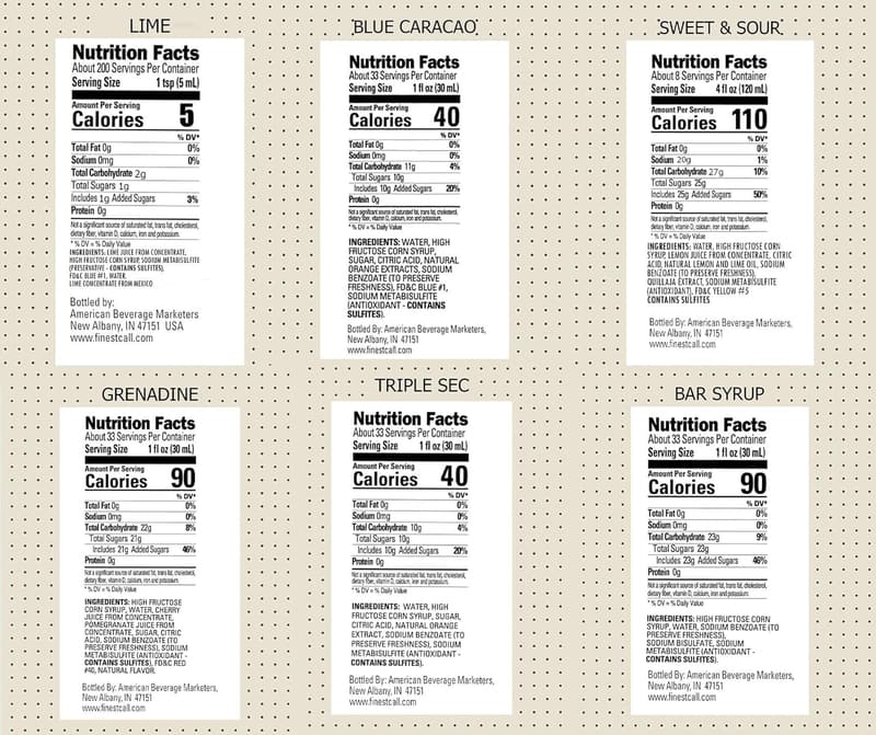 Premium Bar Essentials Drink Mixes - Pack of 6 Flavors (1L)