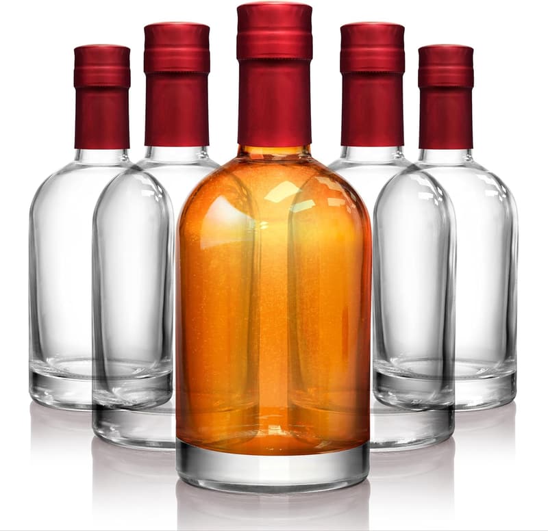 Set of 12 Glass Whiskey Bottles with Corks for Custom Infusions