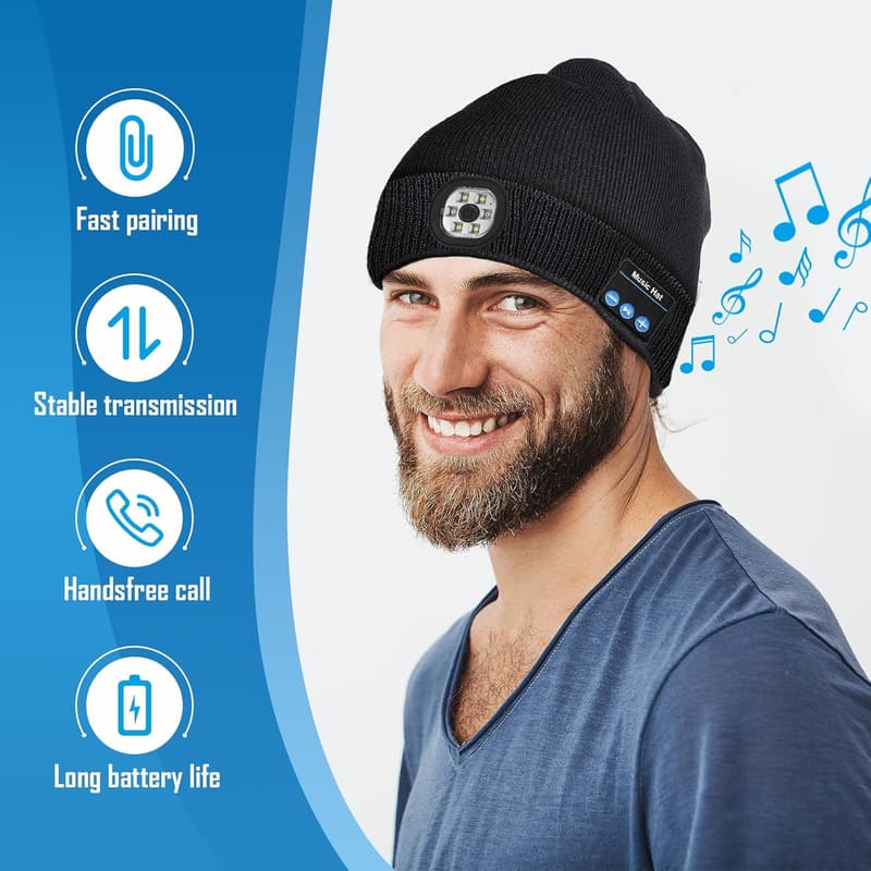 LED Bluetooth Beanie Hat for Men - Perfect Birthday Gift