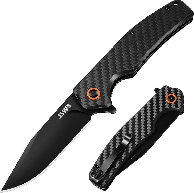 Lightweight Folding Tactical Pocket Knife with Carbon Fiber Handle