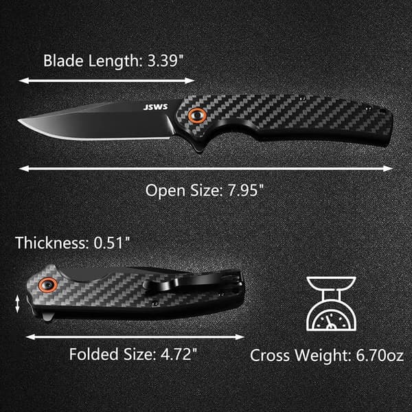 Lightweight Folding Tactical Pocket Knife with Carbon Fiber Handle