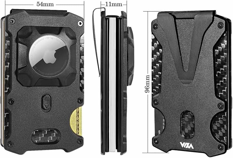 Minimalist Carbon Fiber Wallet with AirTag Holder for Men