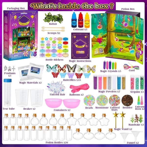 Upgraded 26-Piece DIY Wizard Potion Kit for Kids’ Parties