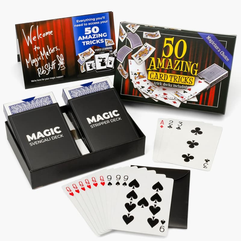 All Ages Card Tricks Kit with 50 Magic Tricks and Decks