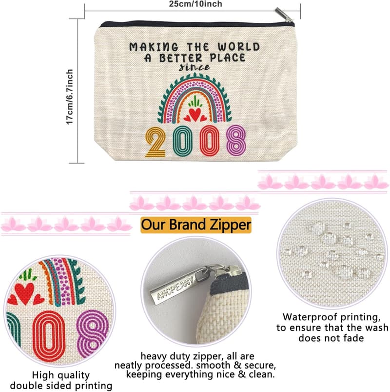 17th Birthday Makeup Bag for Girls - Funny 2008 Gift