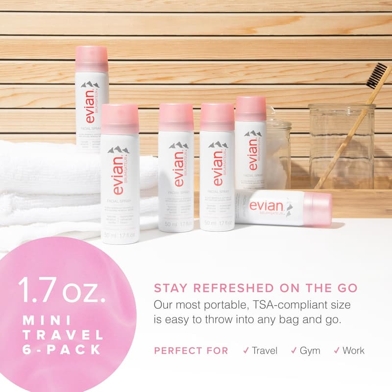 Evian Facial Spray Travel Set, 1.7 oz. - 6-Pack
