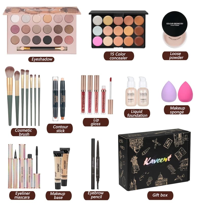 Teen Makeup Kit with Eyeshadow, Foundation, and Lip Gloss