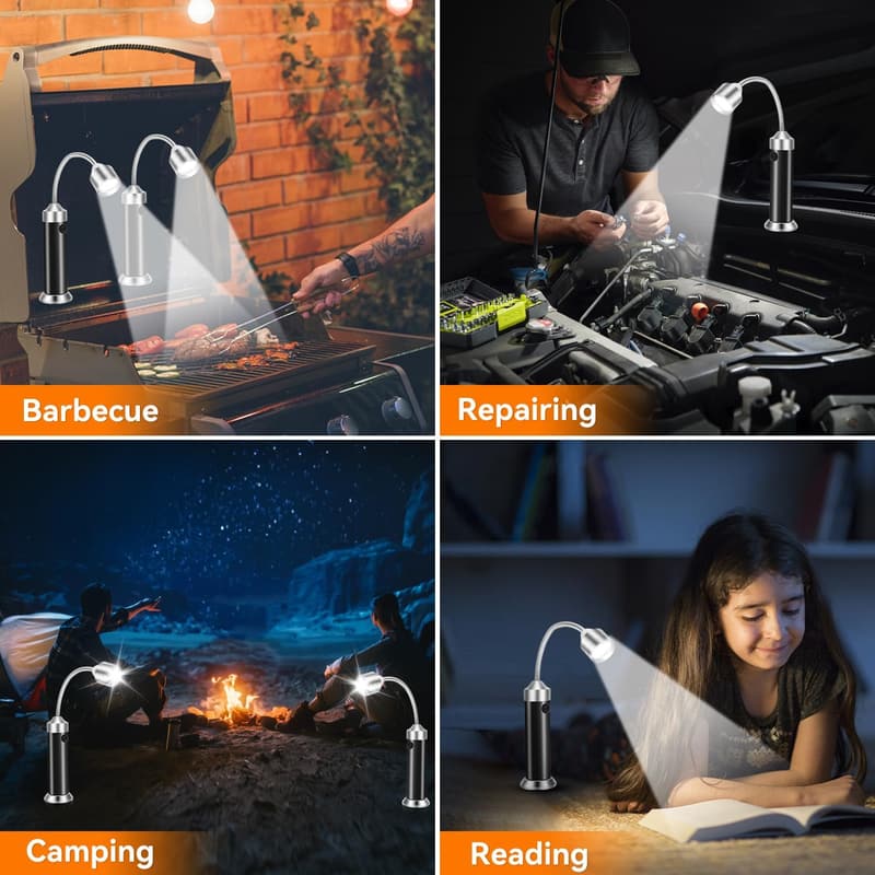 BBQ Grill Light with Magnetic Base & Flexible Gooseneck - 2 Pack