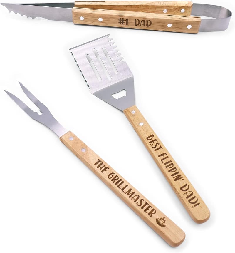Father's Day Engraved BBQ Grilling Tools Set for Dad