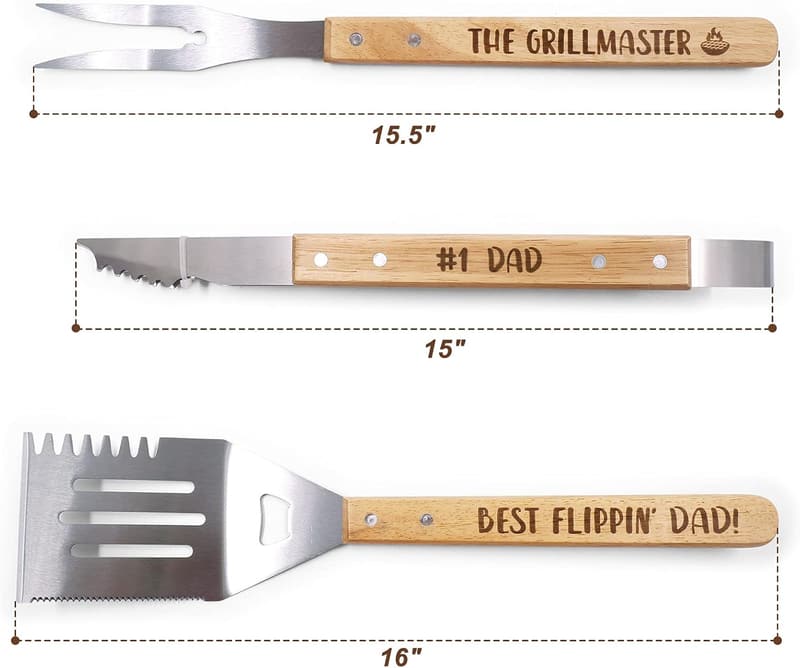 Father's Day Engraved BBQ Grilling Tools Set for Dad