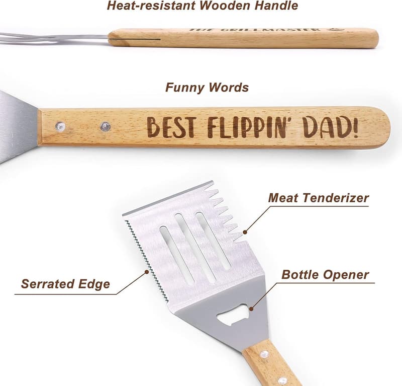 Father's Day Engraved BBQ Grilling Tools Set for Dad