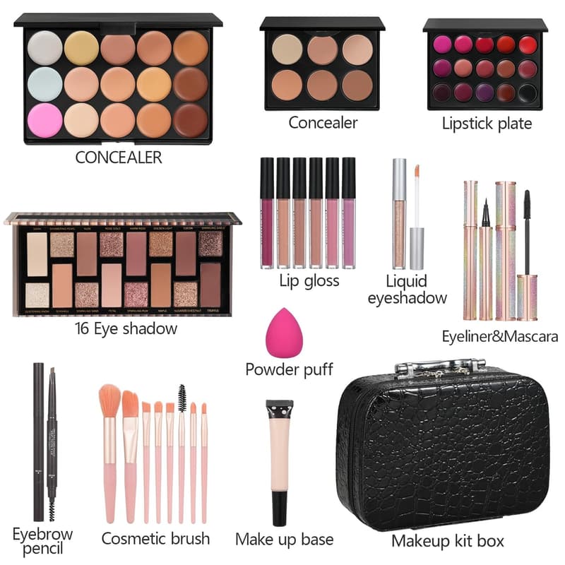 Girls' Makeup Kit with Sponge, Eyeshadow, Lipstick & Bag