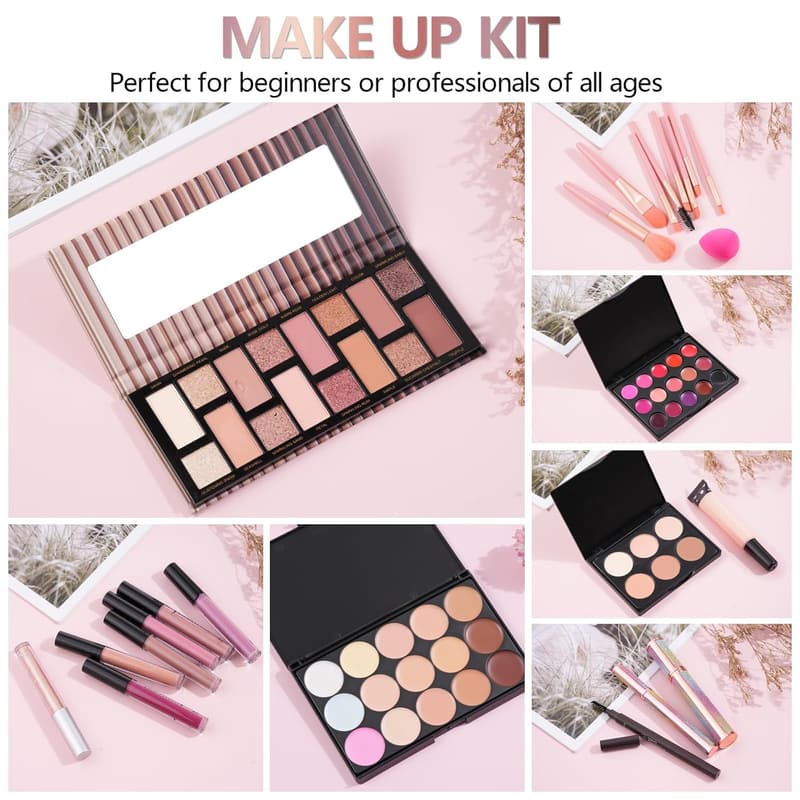 Girls' Makeup Kit with Sponge, Eyeshadow, Lipstick & Bag