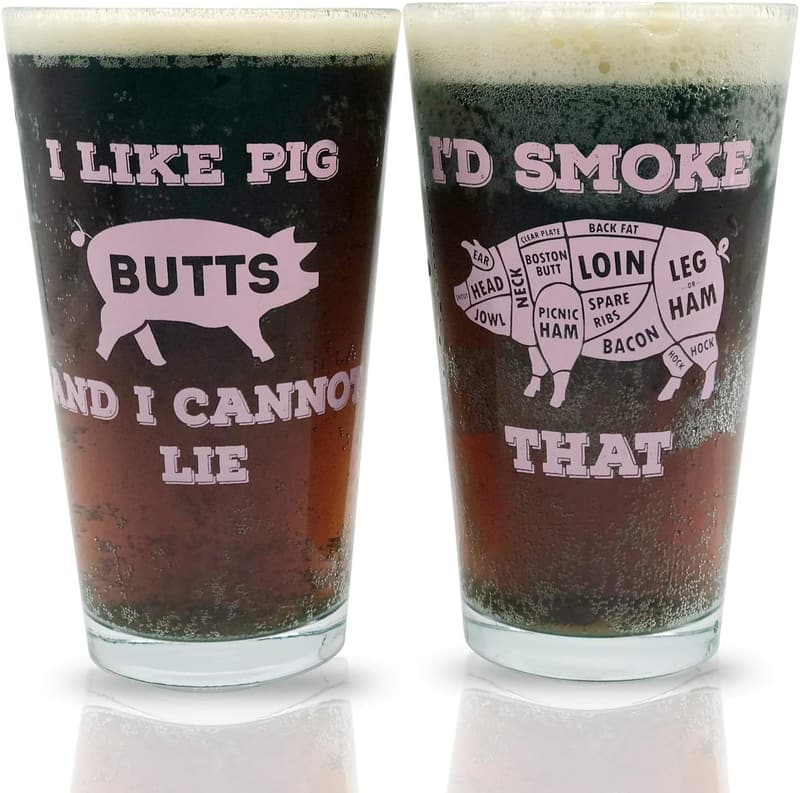 Engagement Gift: Funny Pint Beer Glasses Set for Couples