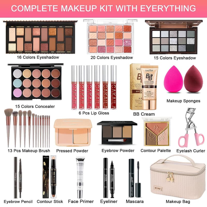 All-in-One Makeup Kit for Women & Teens - Travel Set