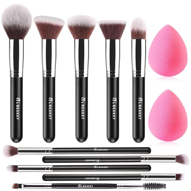 Professional Makeup Brush Set with Blending Sponges and Case