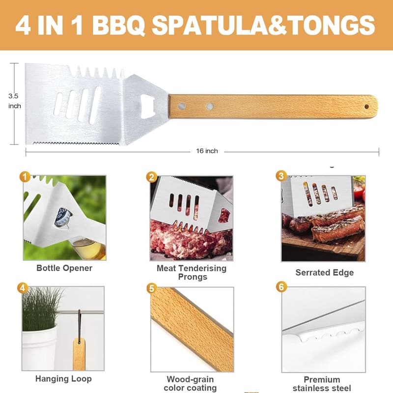 Father's Day Heavy Duty BBQ Kit with Stainless Steel Utensils